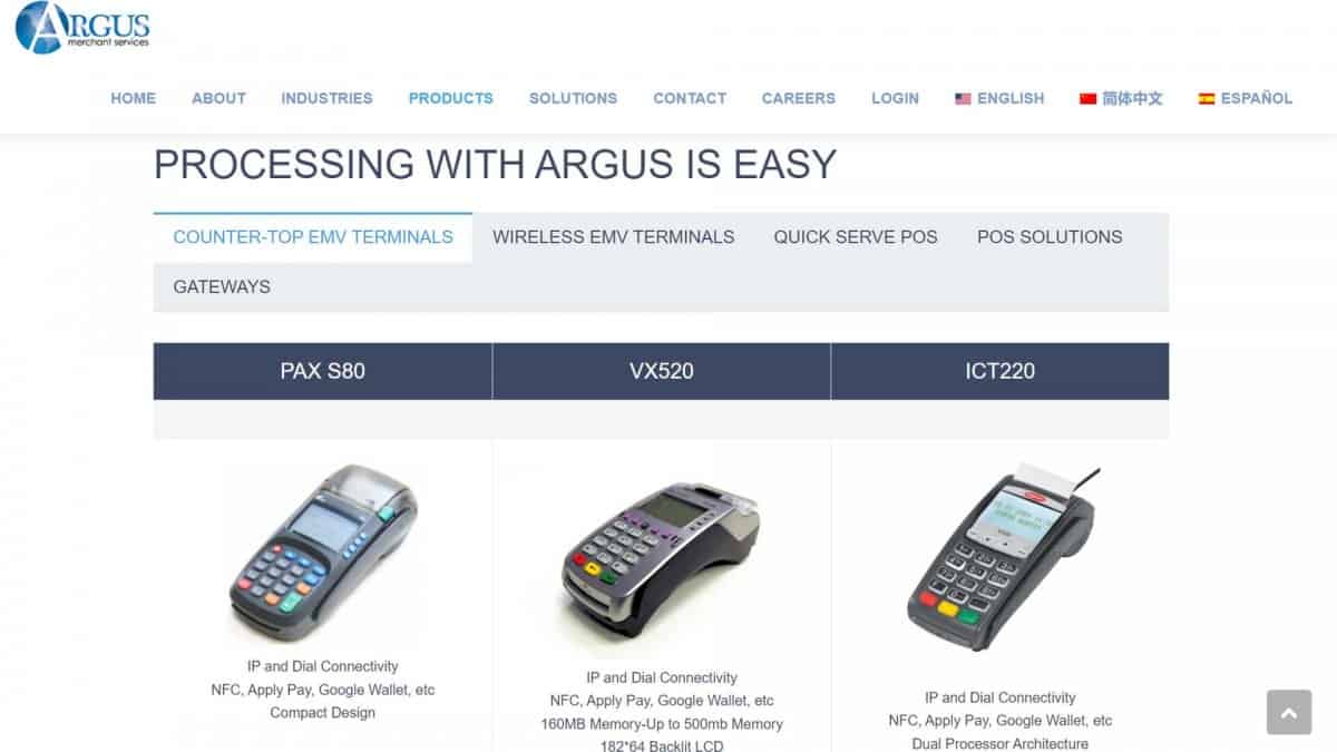 Argus Merchant Services products